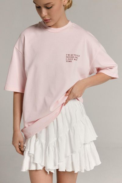 Оверсайз футболка Slogan T-shirt рожевого кольору TSRTP04-P фото